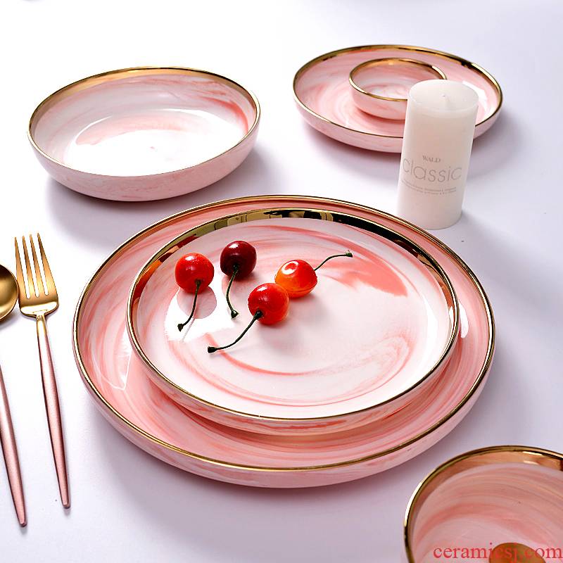 I and contracted up phnom penh marble European household tableware ceramic bowl dish soup bowl rainbow such as bowl bowl dish suits for