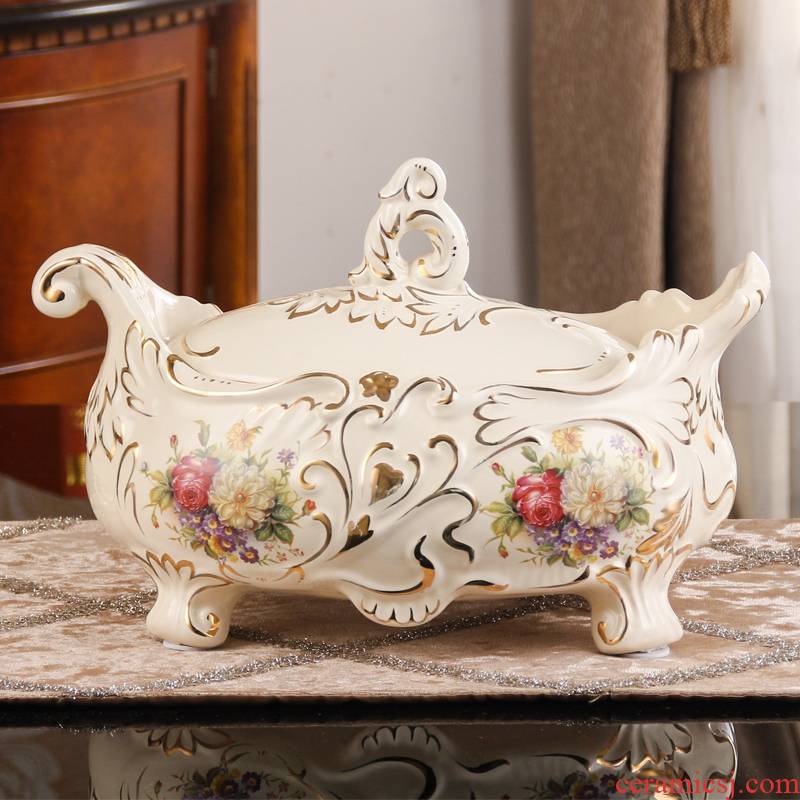 SAN road fort European sitting room compote candy box creative furnishing articles home decoration ceramic tea table with cover fruit bowl