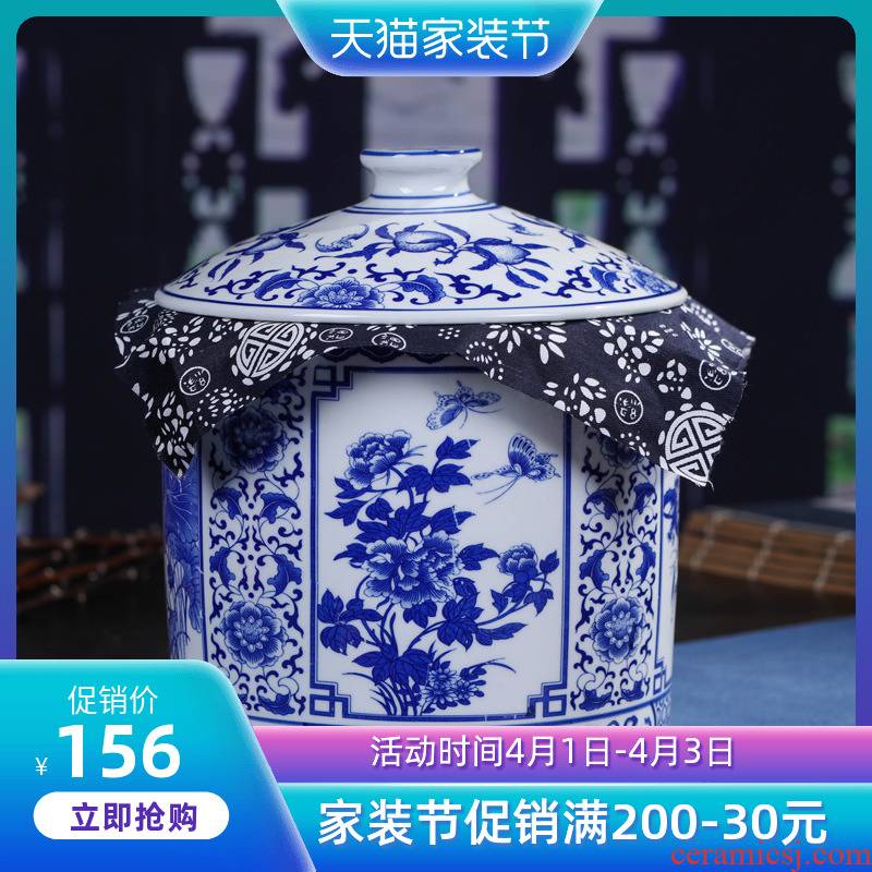 Jingdezhen ceramic tea pot wake receives pu 'er tea cake tin box household seal pot size