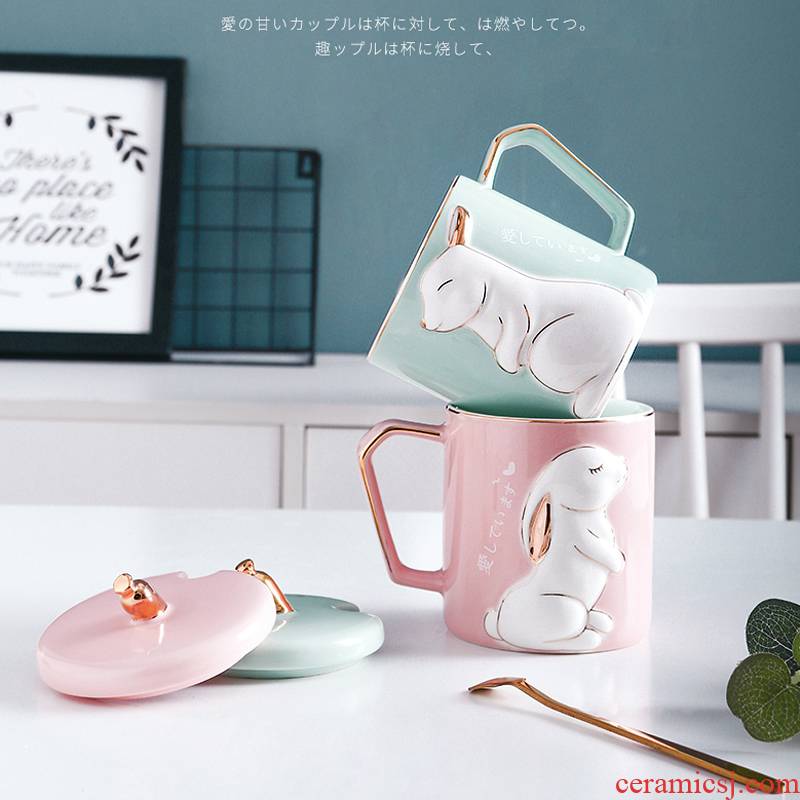 Light cup one key-2 luxury marca dragon express cartoon ceramic keller with spoon, getting breakfast milk cup