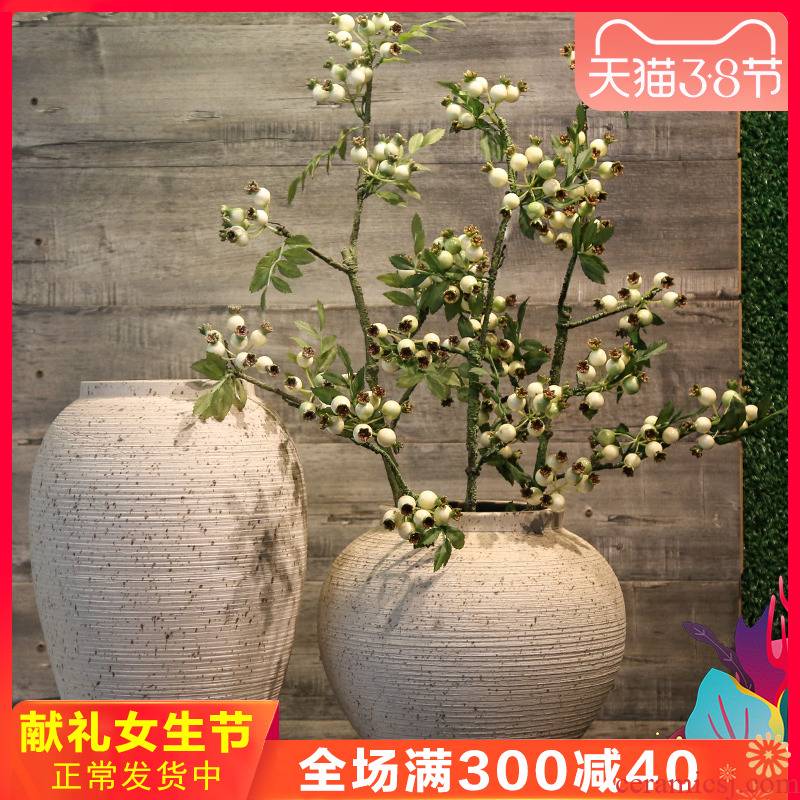 Jingdezhen ceramic retro TV cabinet mesa vase decorated living room table study place match simulation artificial flowers