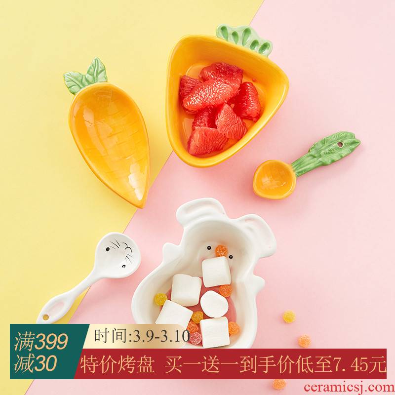 Japanese express animals ceramic tableware suit job baby cartoon breakfast plate of household creative cuisine