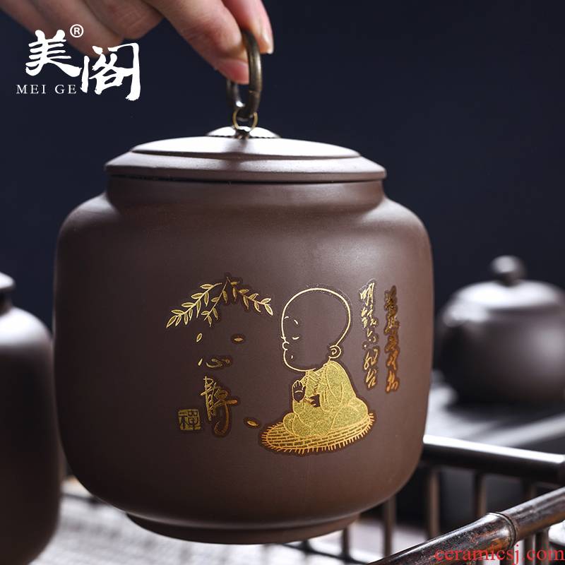 The cabinet with violet arenaceous caddy fixings creative tea accessories seal puer tea pot kung fu tea set storage tanks