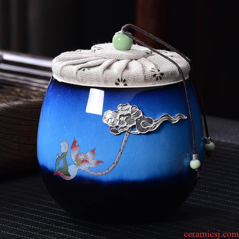 A good laugh with silver sapphire blue kung fu tea caddy fixings ji blue ceramic coppering. As silver decoration seal pot store POTS