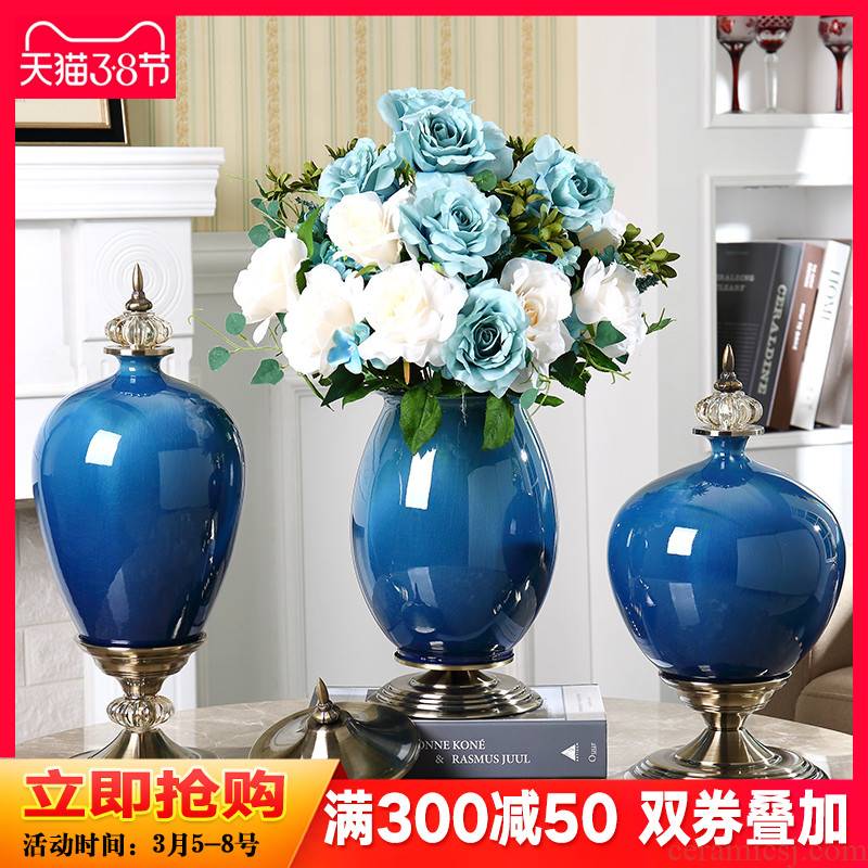 European - style key-2 luxury furnishing articles ceramic vase sitting room American home porch TV ark adornment table dry flower arranging flowers