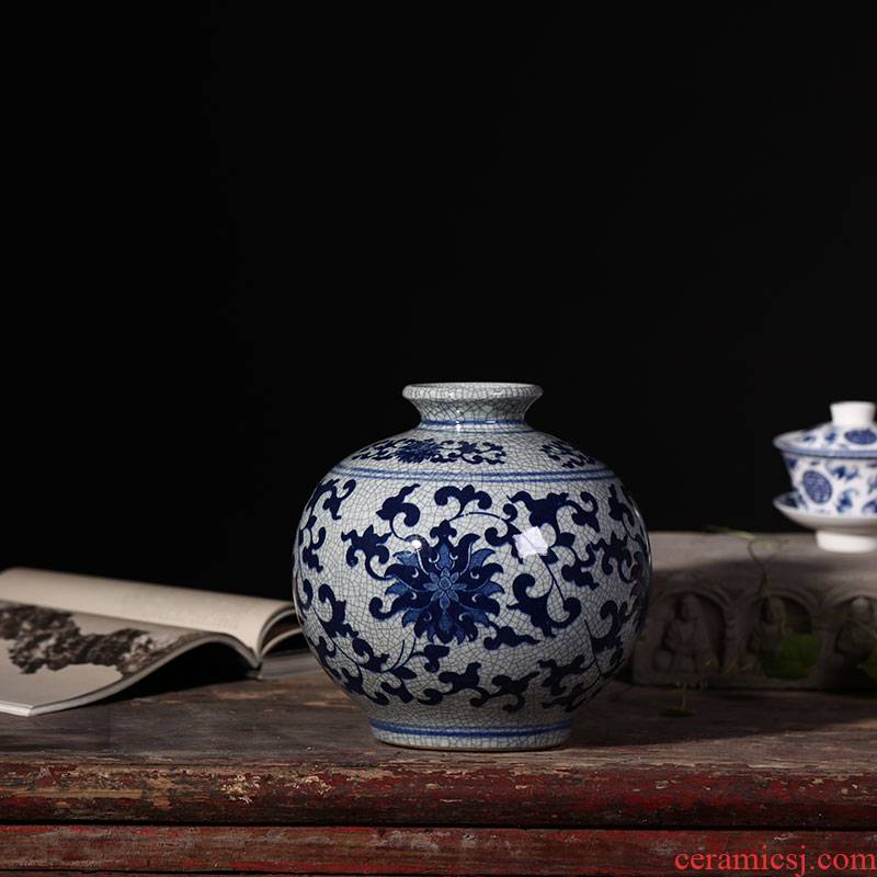 Jingdezhen ceramic flower implement archaize up open a piece of blue and white porcelain vases, modern home accessories sitting room place flower arrangement