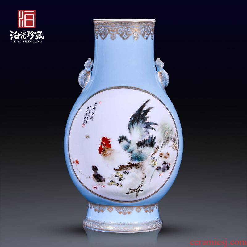 Jingdezhen ceramics hand - made dress long cock decoration of large vases, new Chinese style household furnishing articles