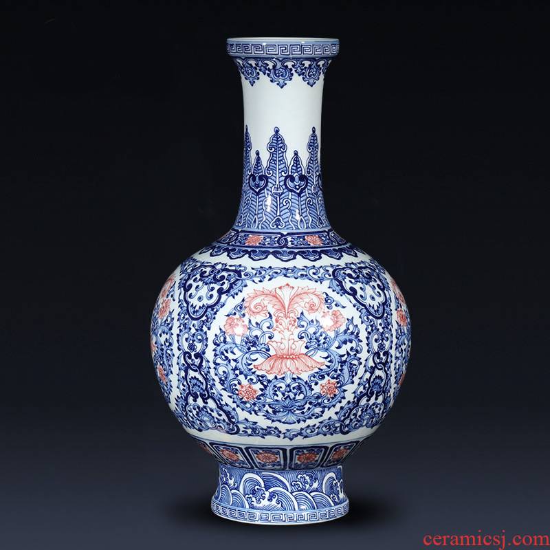 Jingdezhen blue and white youligong imitation qianlong vase flower arranging archaize ceramics new Chinese style adornment furnishing articles