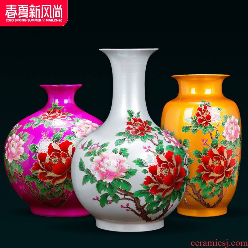 Jingdezhen ceramics flower vase of modern Chinese style household living room TV cabinet wine accessories furnishing articles