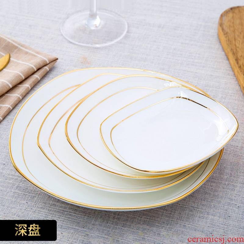 European ceramic plate creative up phnom penh square ipads soup plate household food dish plate jingdezhen porcelain western - style food tableware