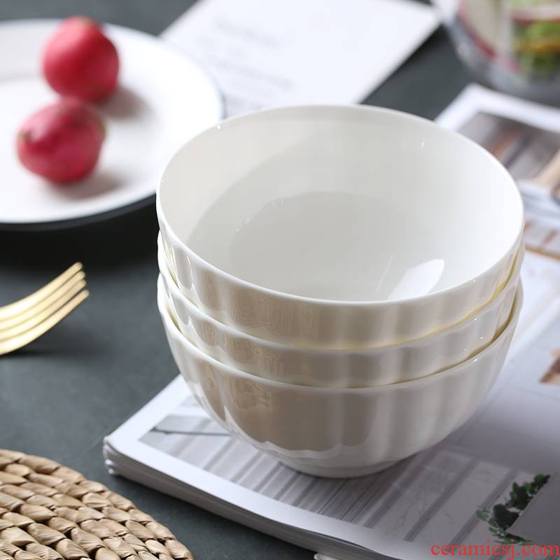Nordic secret ceramic bowl home eat rice bowls European porcelain contracted white small bowl adult tableware bowls of soup bowl