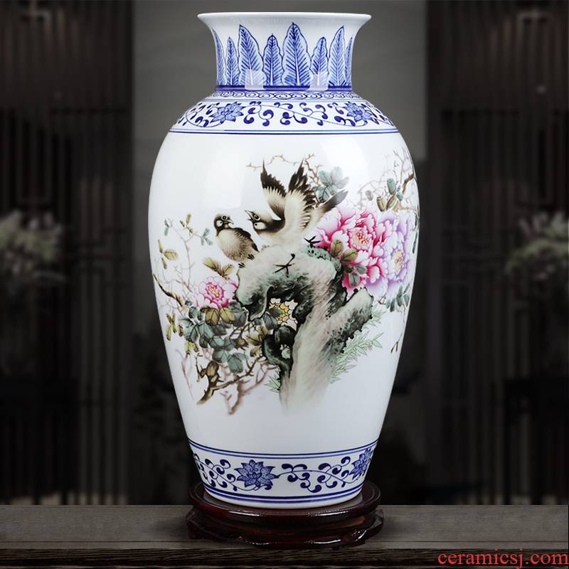The Insert blue enamel vase blooming flowers famous jingdezhen ceramics hand - made home sitting room adornment is placed