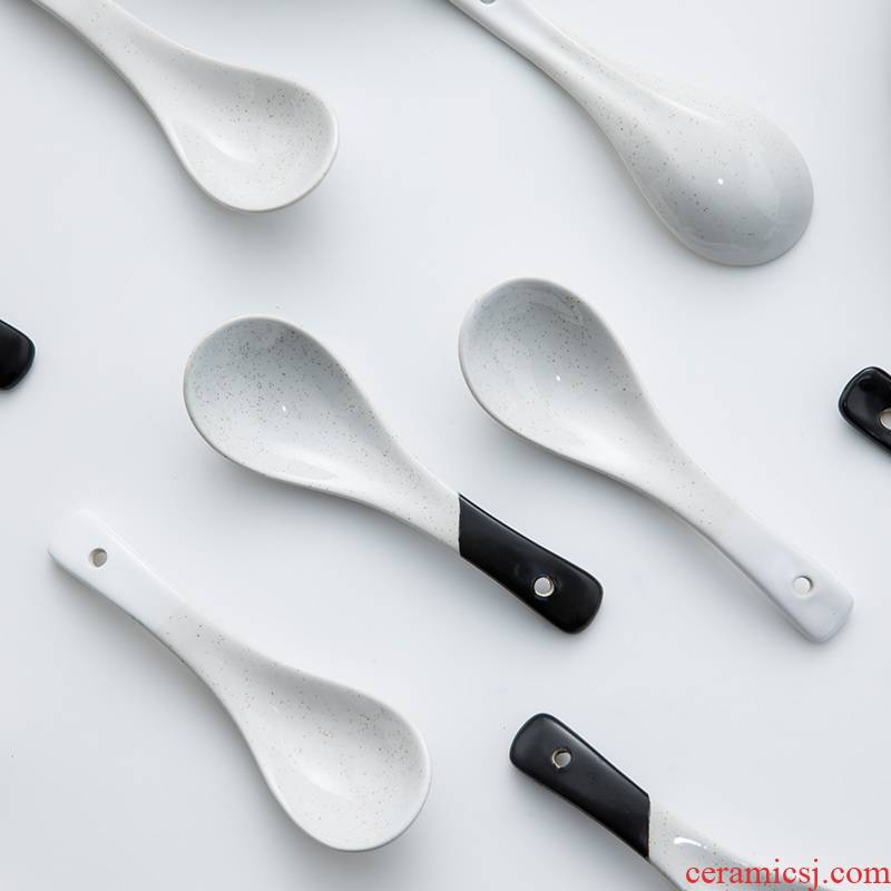TaoDian lovely ceramic spoon, spoon stir spoon, run out of children 's creative express cartoon ladles little spoon