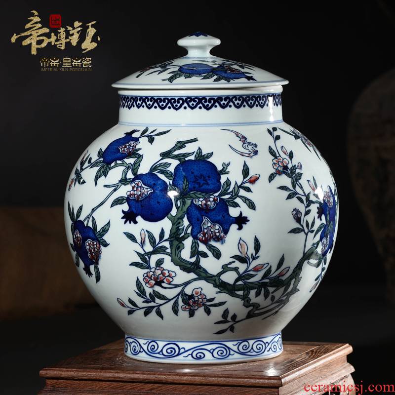 Antique hand - made jingdezhen ceramics up cover tank storage jar airtight jar of living room furniture decorative furnishing articles