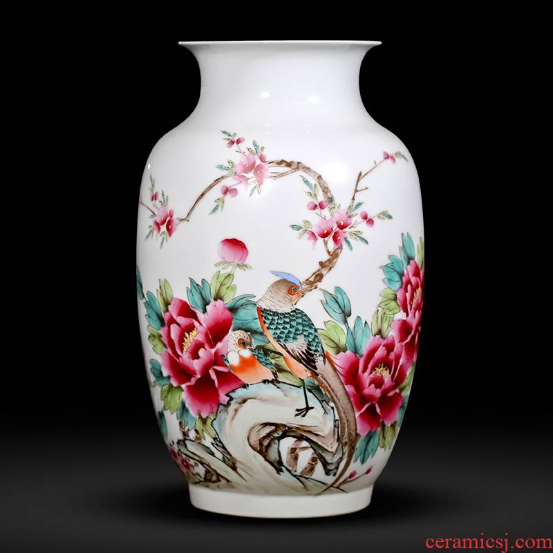 Famous master of jingdezhen ceramics hand - made pastel peony vases, flower arranging new Chinese style household adornment sitting room