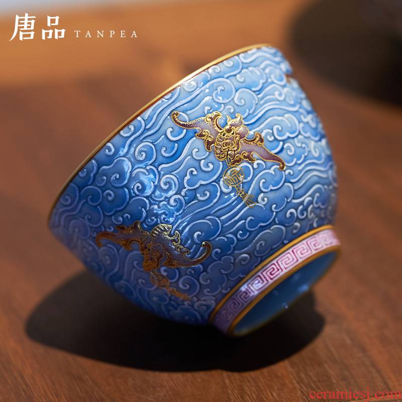 Tang Pin colored enamel xiangyun to front cup paint phoenix bat master individual cup of jingdezhen ceramic cup