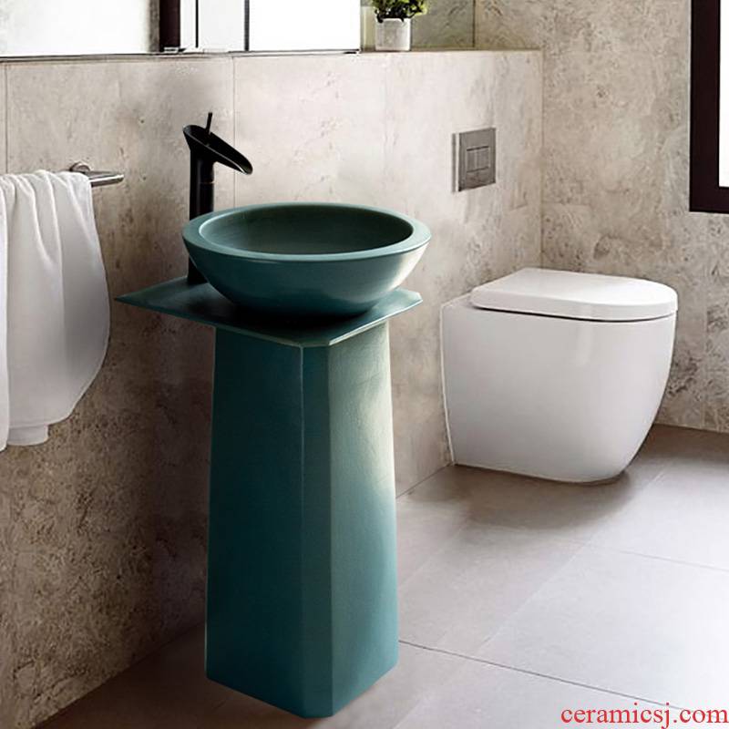 Simple is suing lavabo floor garden pool basin ceramic art column vertical basin integrated hotel legend