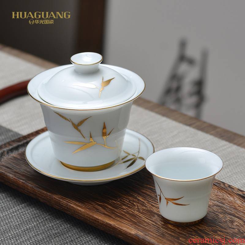 Uh guano countries porcelain ceramic tea set suits for China post DE Huang Jinzhu kung fu tea tea king tea combination