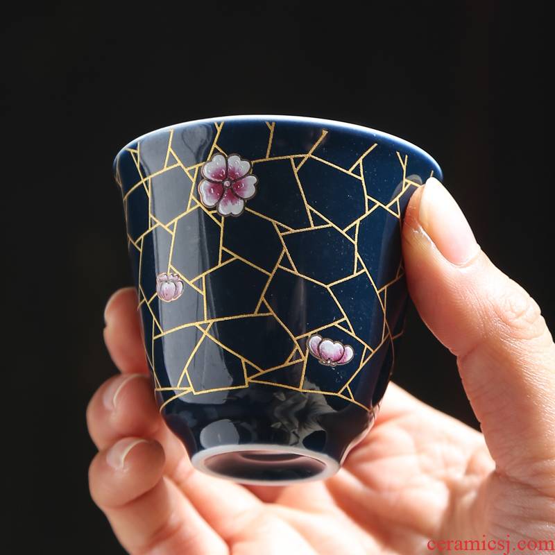 Cup of kung fu master Cup but small Cup single jingdezhen ceramic tea set to use only hat to a Cup of tea light sample tea Cup