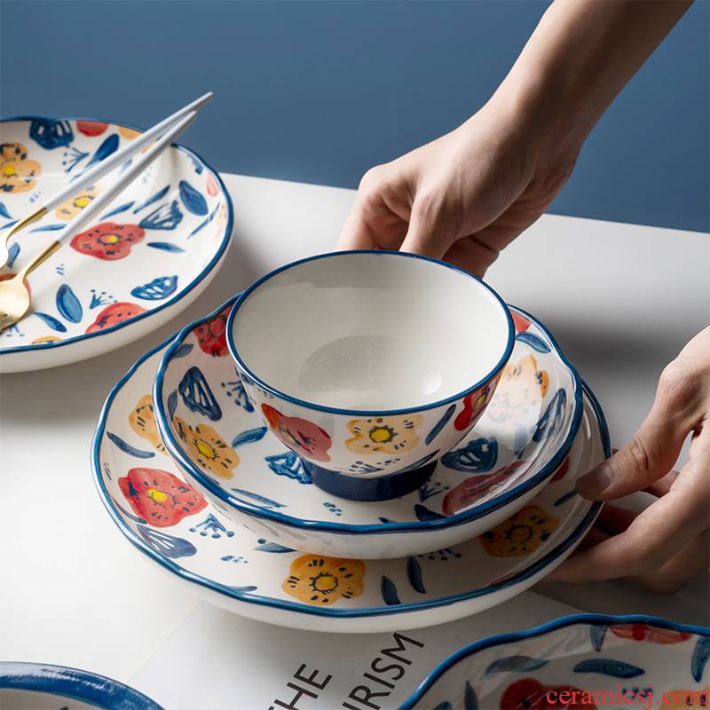 Dishes suit descriptors garden ceramics tableware bowls of creative move home eat rice bowl new Dishes soup bowl