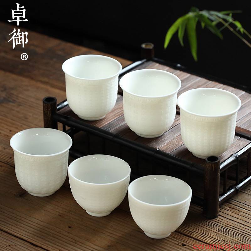 Zhuo royal dehua suet jade white porcelain cup sample tea cup kung fu master ceramic large office household small single CPU