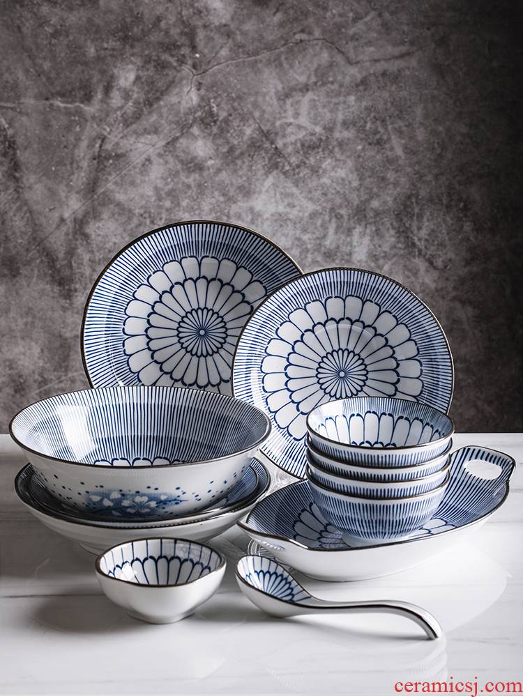 Jingdezhen ceramic bowl chopsticks dishes Japanese porcelain plate screw series ceramic tableware set combination