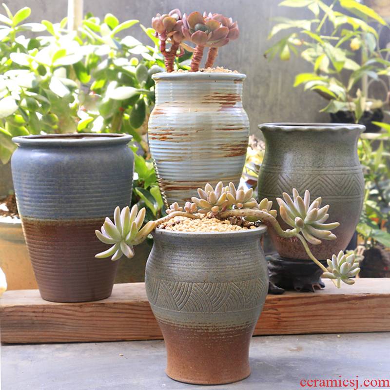 Flowerpot retro ceramic flower POTS, fleshy meat meat the plants contracted character coarse pottery violet arenaceous mage gop running high pot