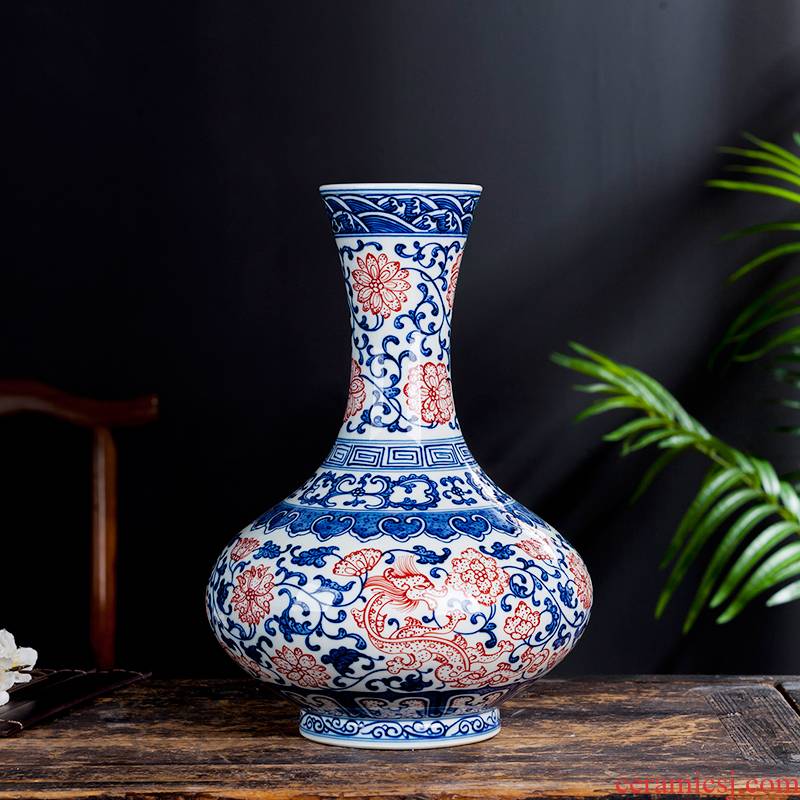 Jingdezhen blue and white ceramics youligong vases, flower arrangement home sitting room porch study adornment handicraft furnishing articles