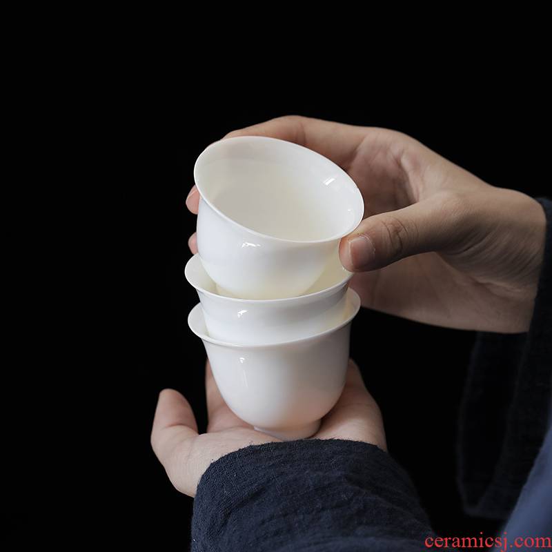 Special master single cups of kung fu tea cups suet jade white porcelain ceramic sample tea cup individual cup tea cups of tea