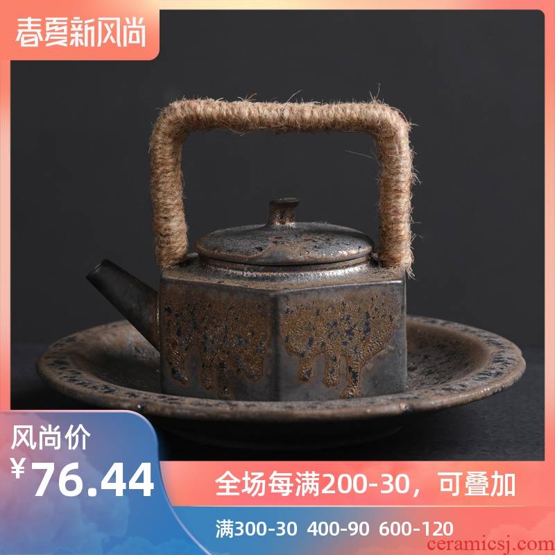 Poly real (sheng gold ceramic glaze iron teapot glazed pottery pot kung fu tea pot teapot Japanese girder single pot of tea