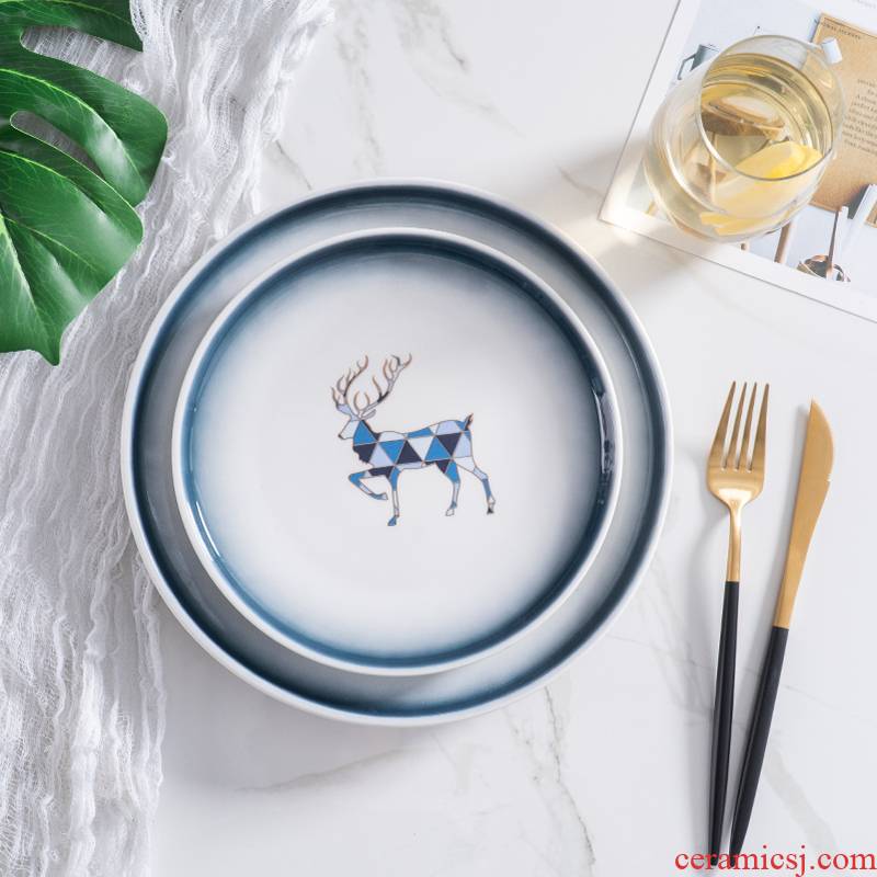 BaiSiLin Nordic ins ceramic pan contracted western - style food tableware move afternoon tea steak heart plate plate