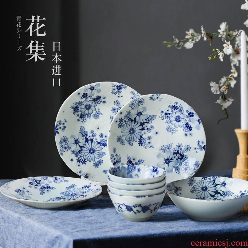 Flowers sets imported from Japan ceramic tableware suit Japanese 】 【 ipads China 8 woolly creative dishes dishes