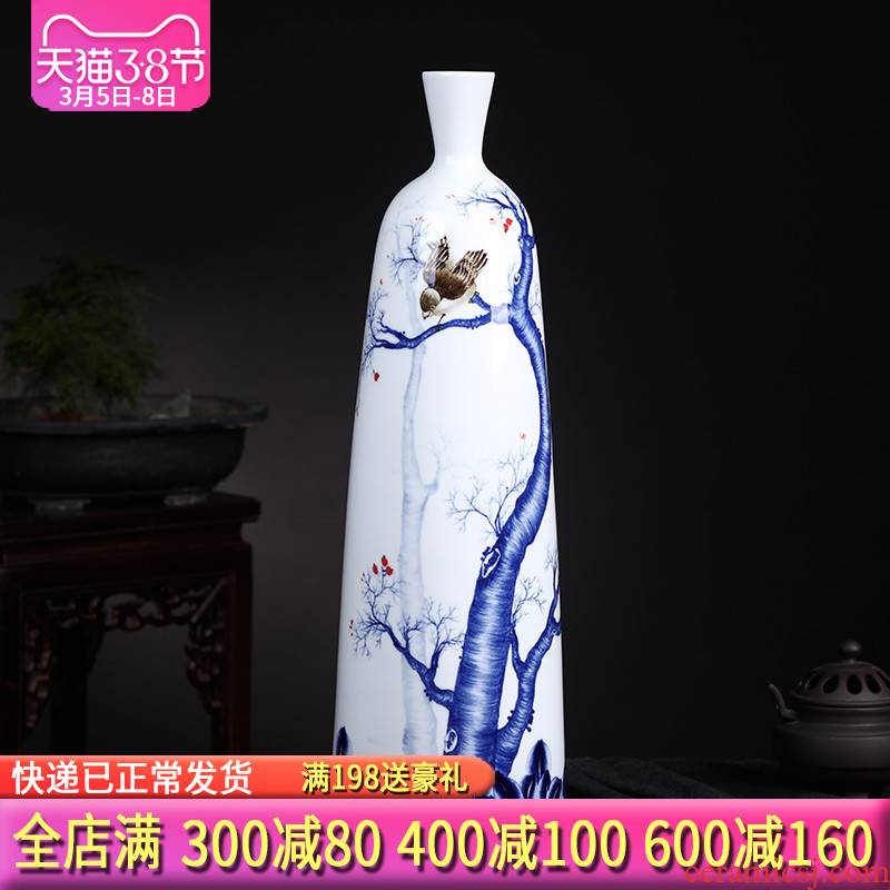 The Master of jingdezhen ceramics hand - made of blue and white porcelain vases, the sitting room porch ark of new Chinese style household act the role ofing is tasted furnishing articles
