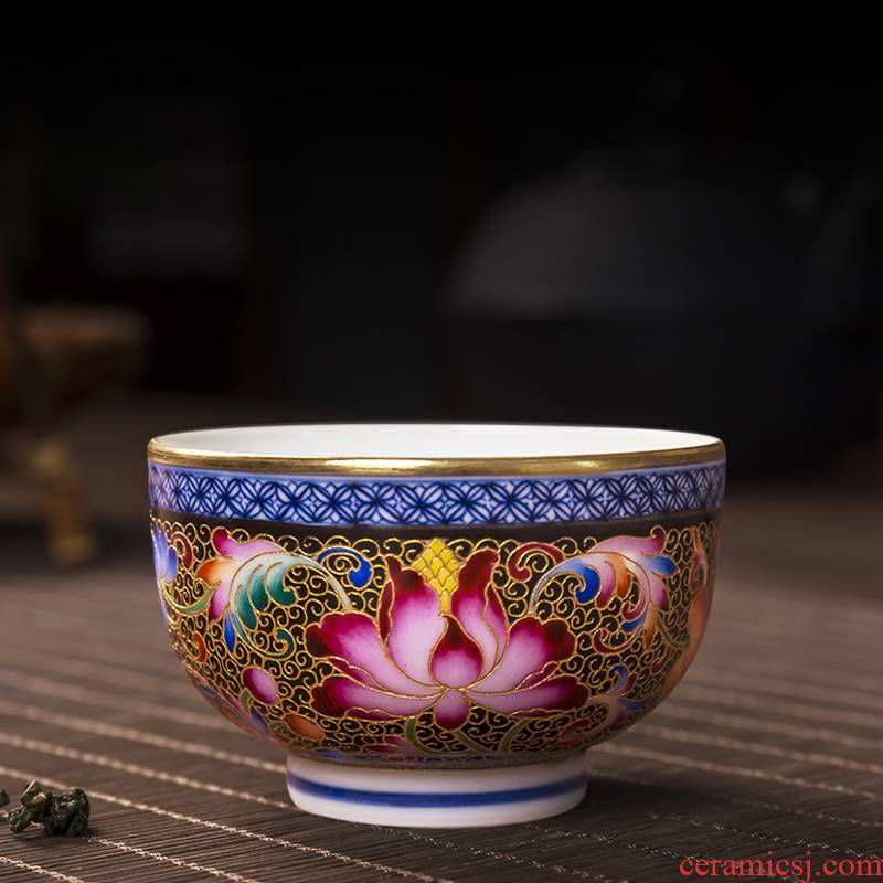 Jingdezhen ceramic cups checking sample tea cup individual CPU master cup single CPU wire inlay enamel see colour tea cups