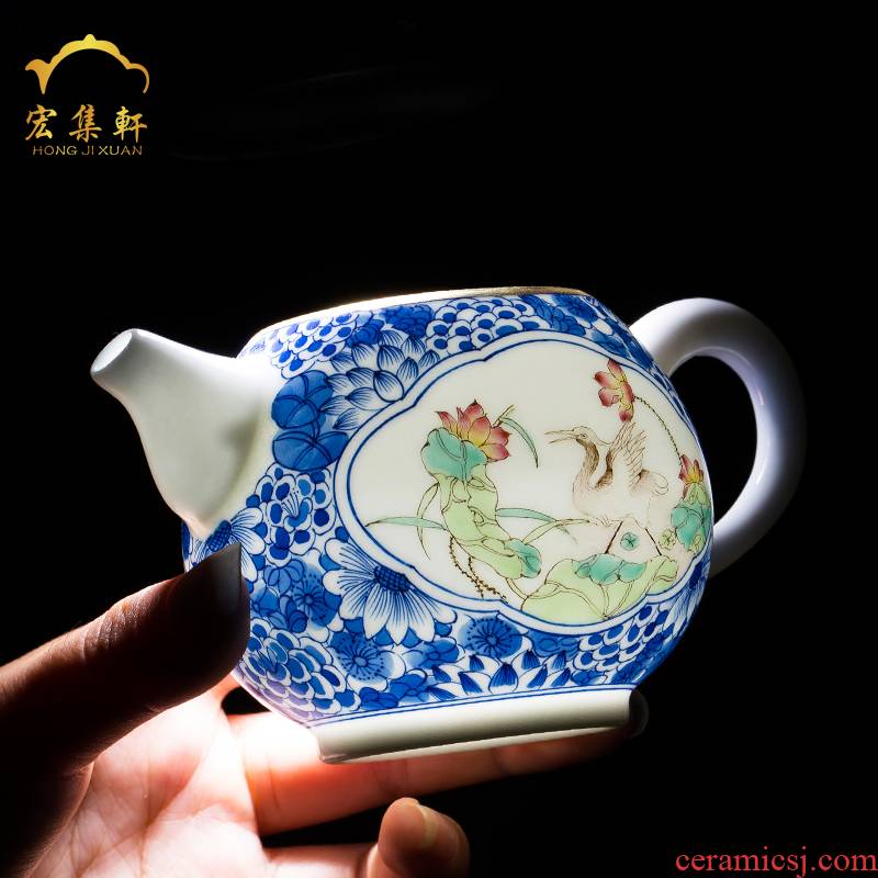 Teapot jingdezhen ceramic kung fu tea set manual porcelain enamel of filter tea hand single flower pot