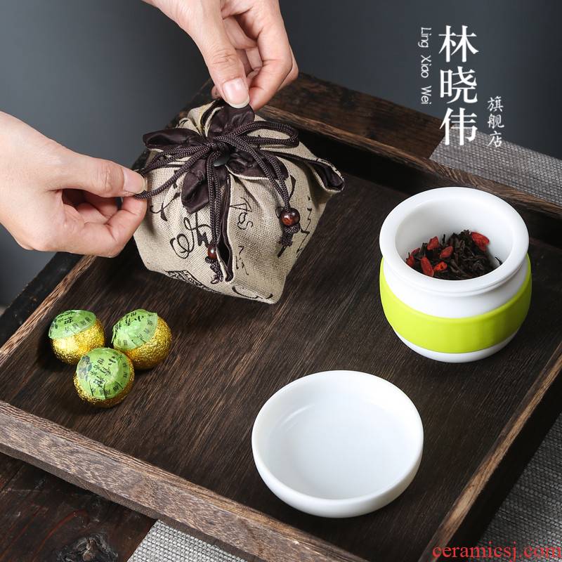 Lin Xiaowei dehua white porcelain crack glass ceramic a pot cup suet jade kung fu tea set portable travel home