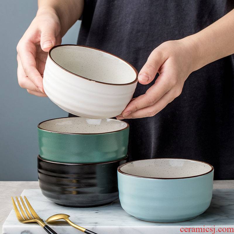 Porcelain leisurely 4.5 inch European ceramic bowl set four home to eat eight composite ceramic bowl of rice bowls