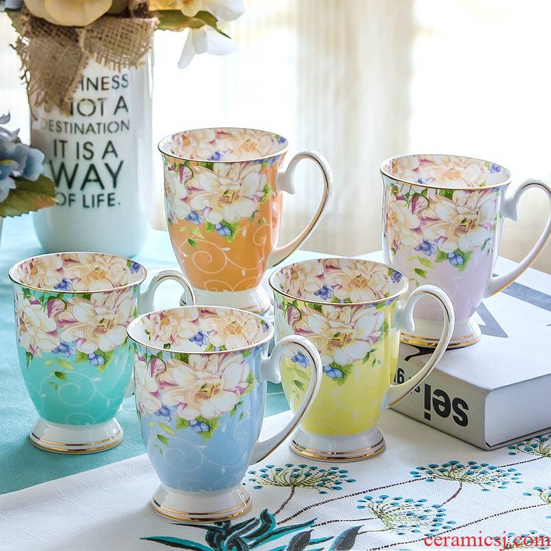 Ceramic cup children Nordic ins picking cups of coffee cup of ipads China milk cup mark cup with cover flower tea cups