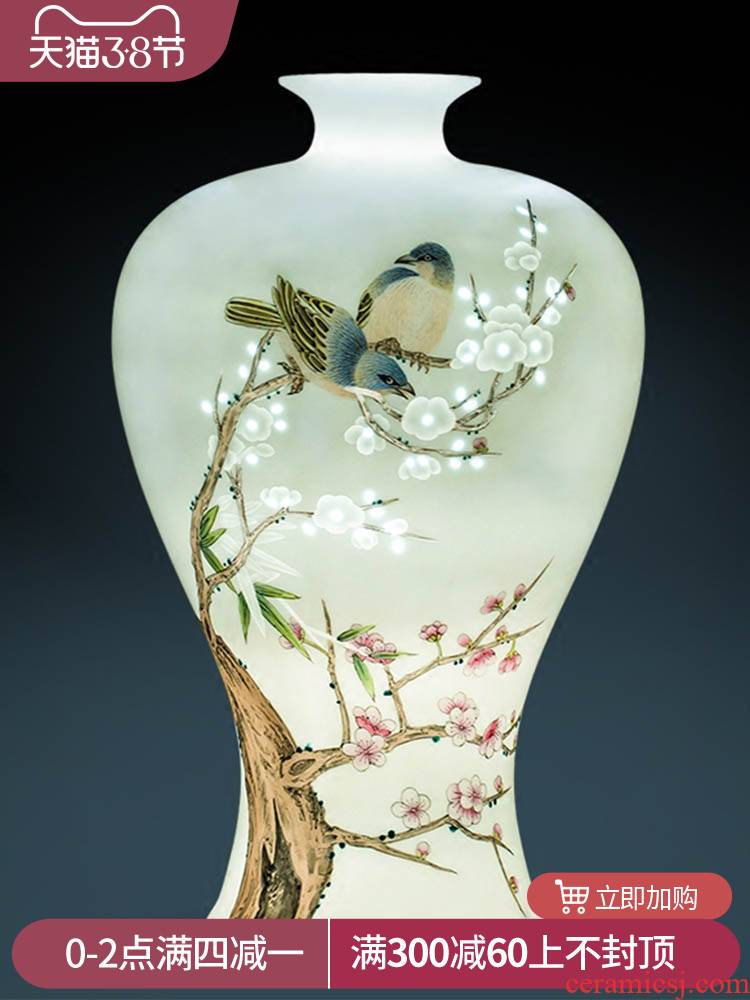 Famous master of jingdezhen ceramics hand - made pastel MeiKaiWuFu vase Chinese wine sitting room adornment is placed