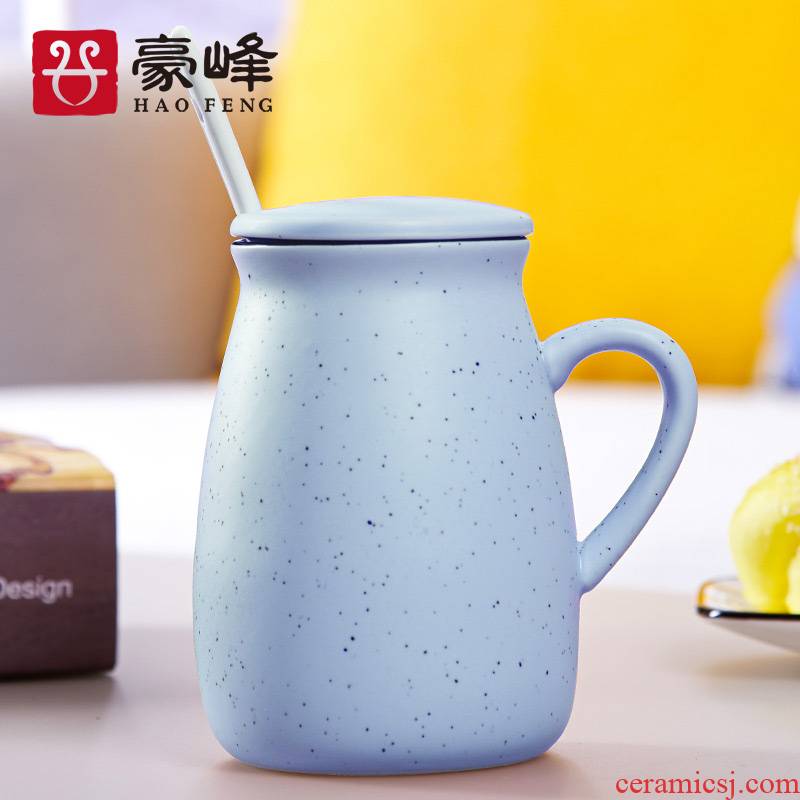 HaoFeng creative mugs ceramic cups of coffee cup milk cup breakfast cup express cartoon cup with a spoon