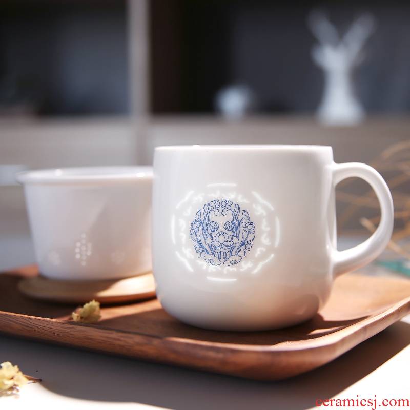 Jingdezhen ceramic linglong cup the filtering cup 12 flora creative cup cup high - capacity office cup