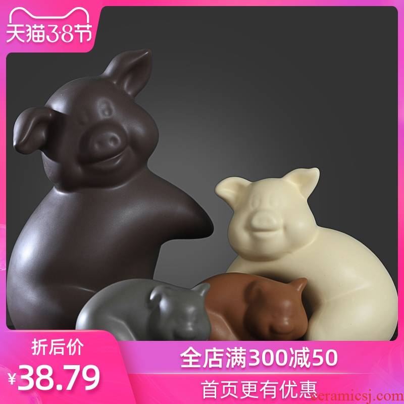 Nordic home furnishing articles gifts creative living room TV wine porch decoration ceramic decoration decoration of pig