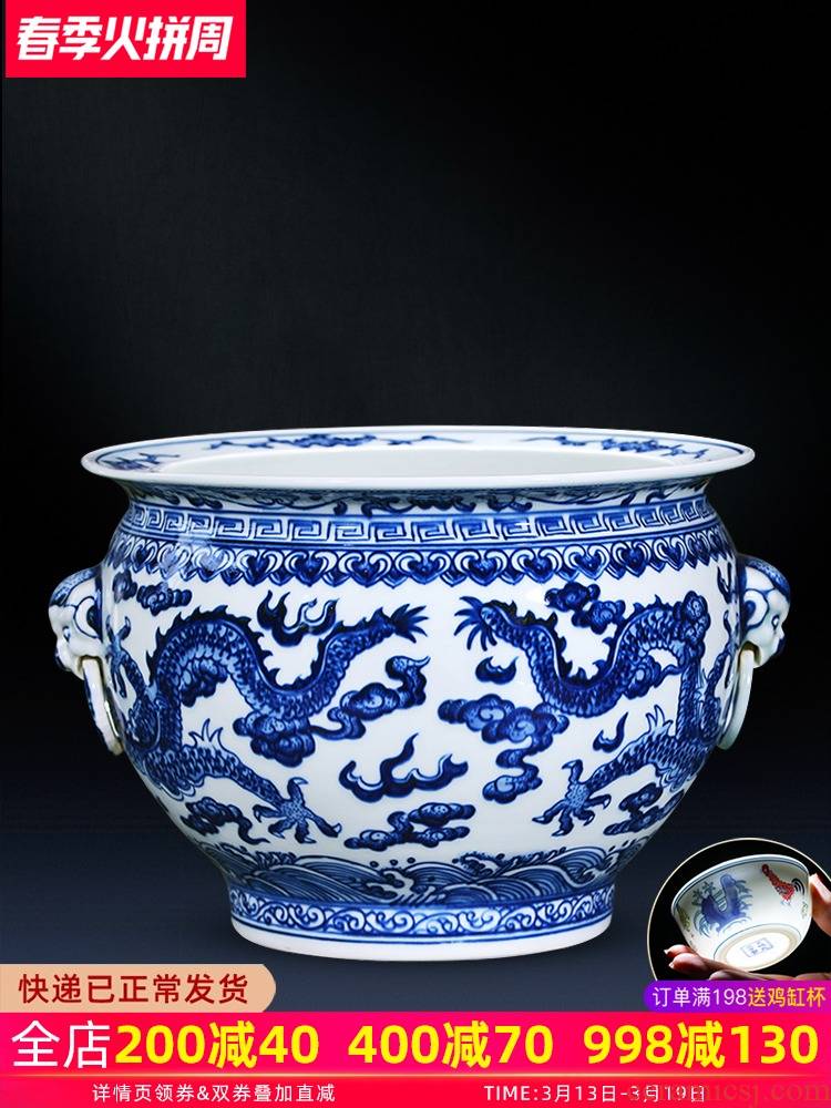Hand - made cornucopia of blue and white porcelain of jingdezhen ceramics feng shui plutus furnishing articles sitting room of the new Chinese style household ornaments