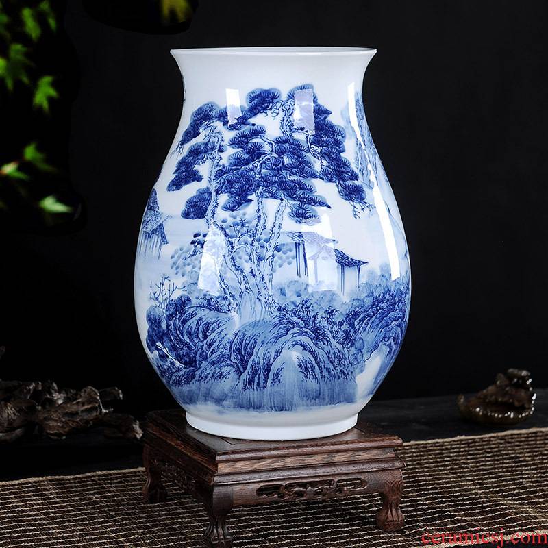 Antique blue and white porcelain of jingdezhen ceramics craft vase sitting room home furnishing articles lucky bamboo vase