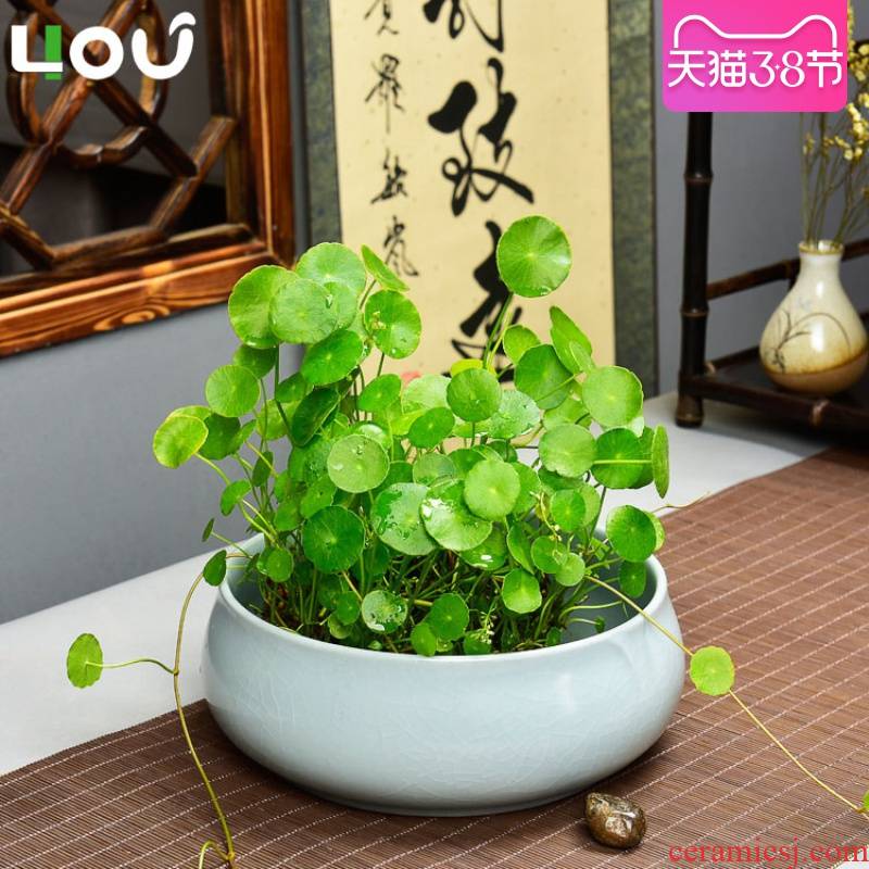 Refers to flower pot ceramic your up Taiwan style classical hydroponic plant large bowl lotus basin water lily copper grass flower pot