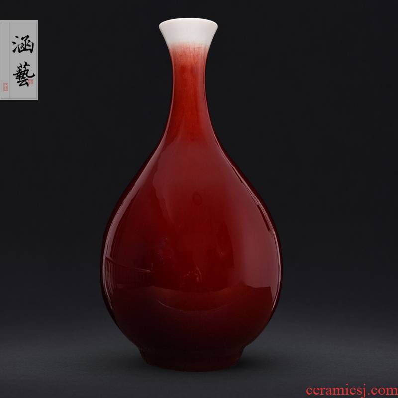 Jingdezhen ceramics up borneol ruby red vase of new Chinese style porch flower arrangement sitting room adornment furnishing articles of handicraft