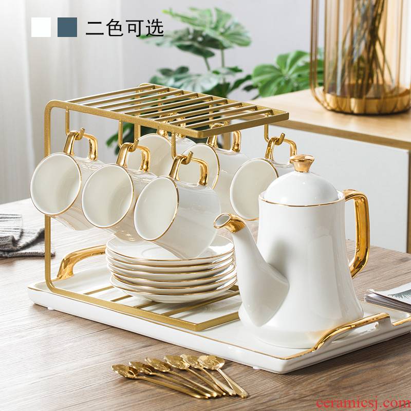 Ins light much coffee cup small European - style key-2 luxury home water contracted ceramic cup English afternoon tea tea set