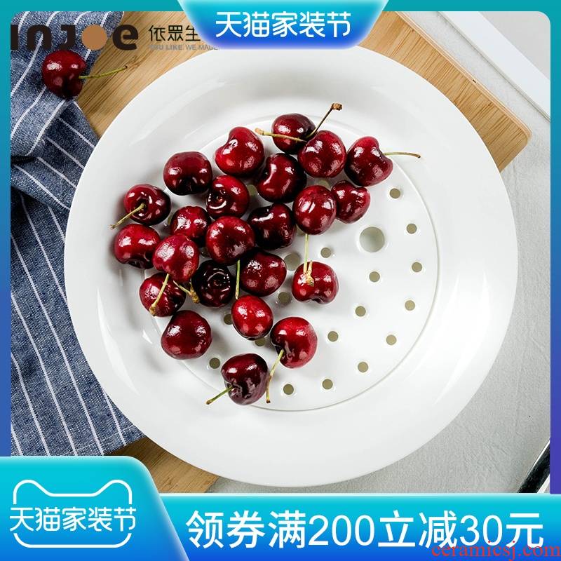 Double plate of fruit bowl dumpling dish drop creative ipads porcelain tableware ceramic household porcelain child plate