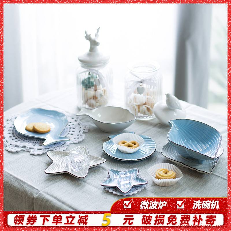 Song of sakura, ceramic tableware creative cake plate contracted snack plate household little pastry plate web celebrity fruit bowl