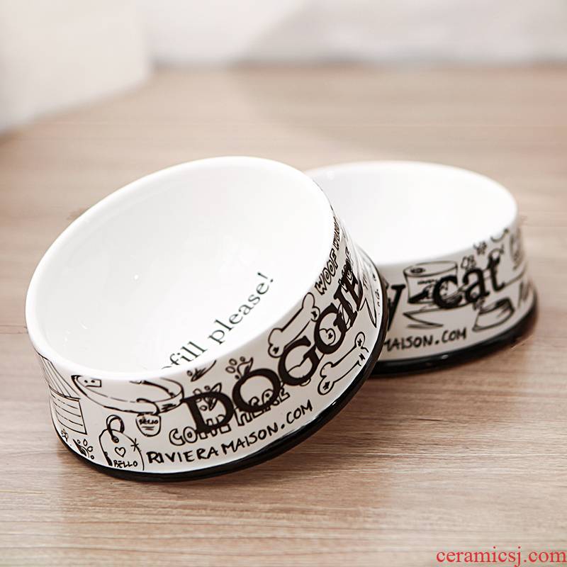 Lovely creative ceramic bowl pet cat "bean bowl bowl dogs basin bowl bowl dog bowl bowl cat bowl contracted